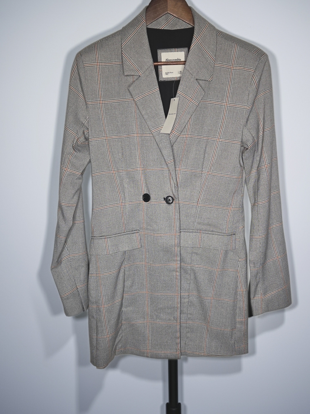 Abercrombie & Fitch NWT Plaid Double Breasted Longlin e Boyfriend Blazer Size XS